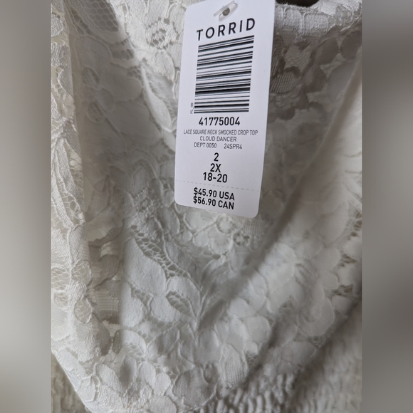 NWT Torrid White Lace Trim Top 2X - Picture 7 of 10